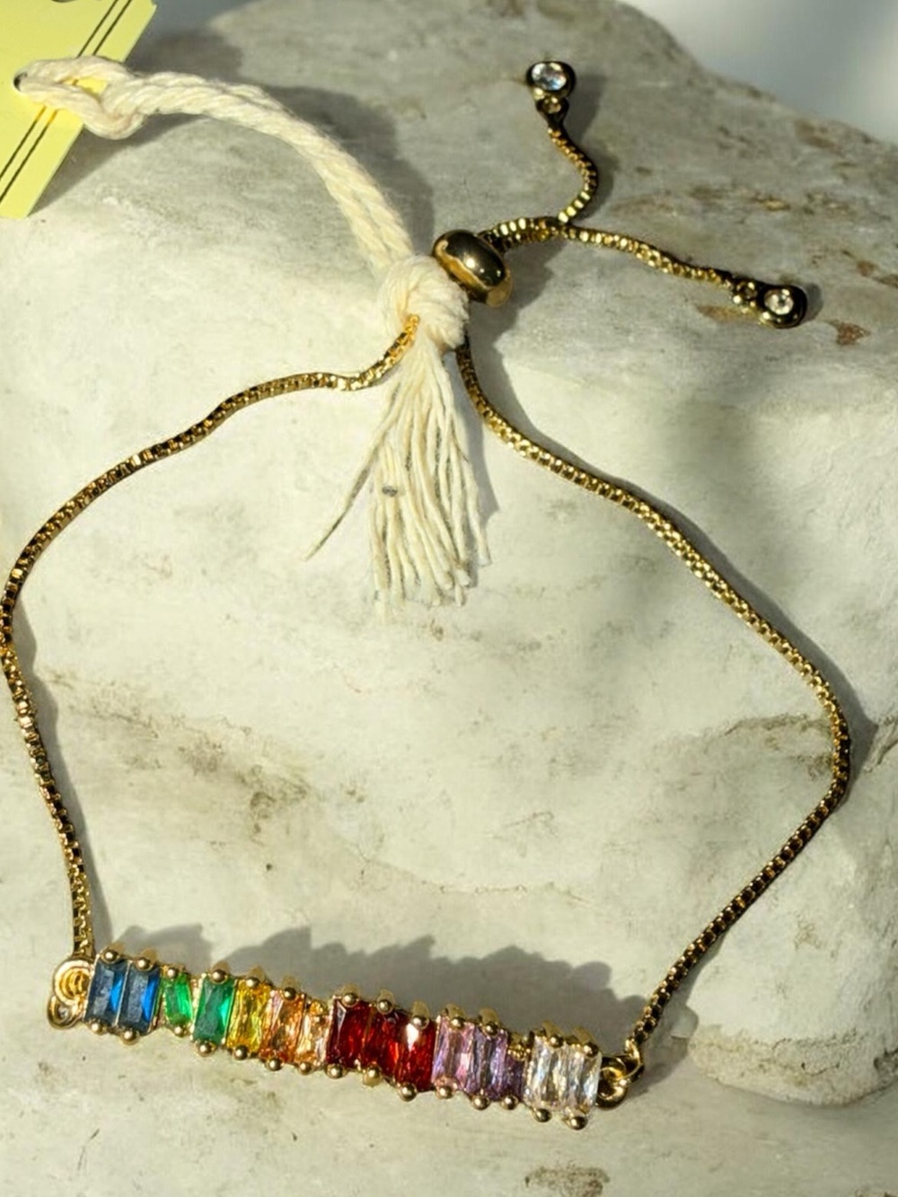 Gold-Tone Rainbow CZ Slider Bracelet - Multicolor